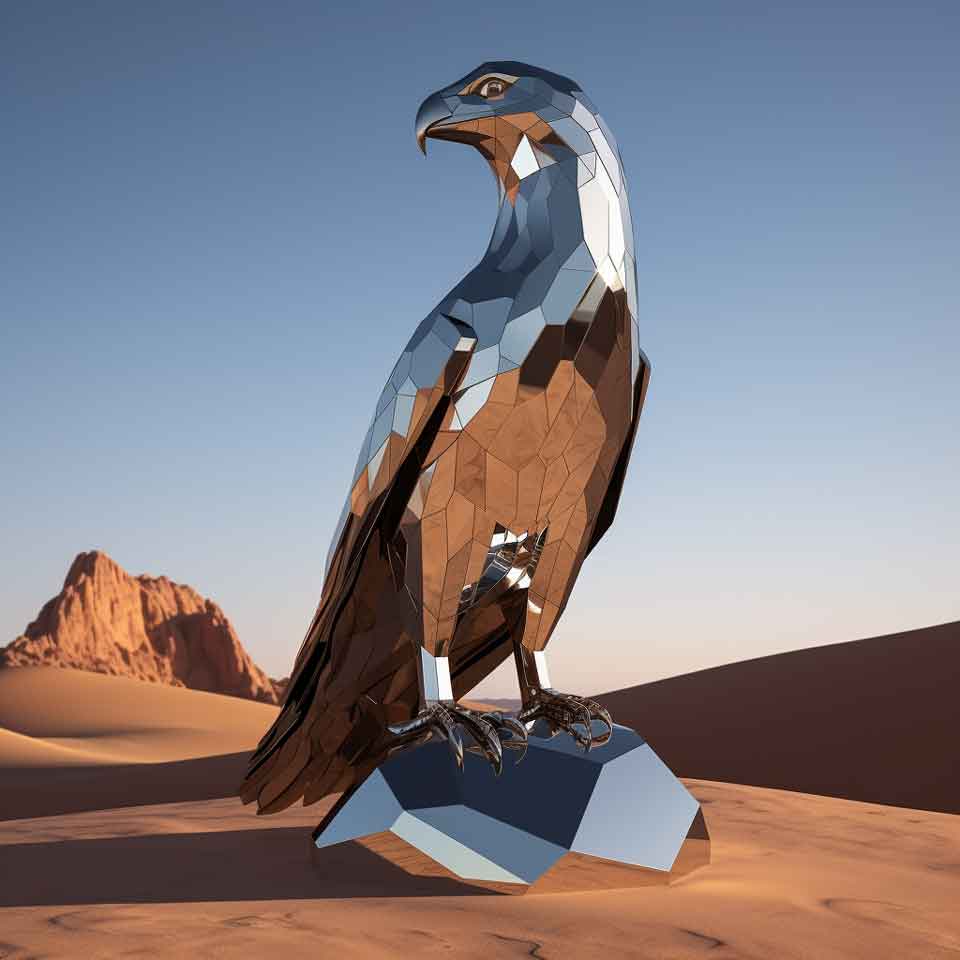 Large abstract geometric falcon metal sculptures DZ-1486