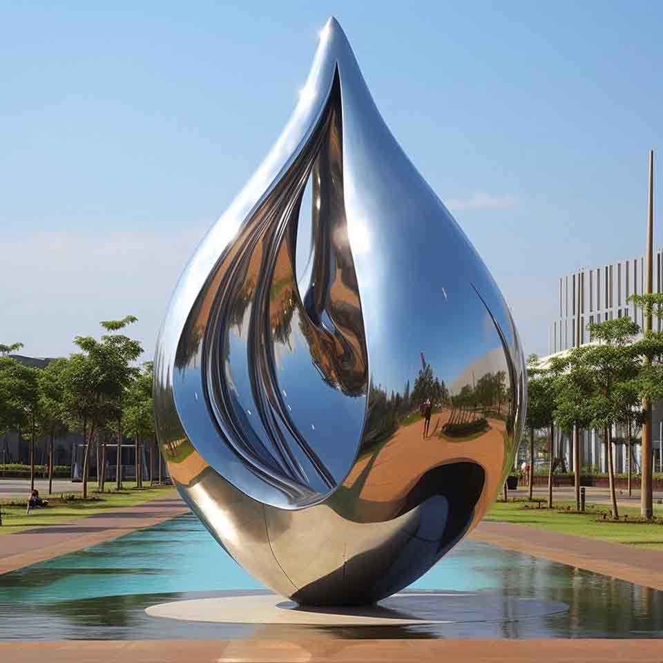Modern large abstract metal water drop art sculpture DZ-1506