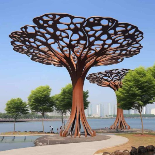 Large corten steel tree sculptures for garden decor DZ-1508