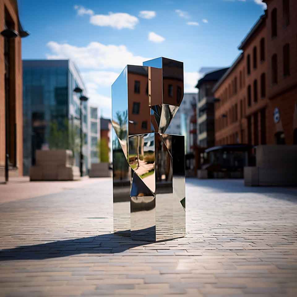Stainless steel mirror geometric art sculpture - Future Matrix DZ-1495