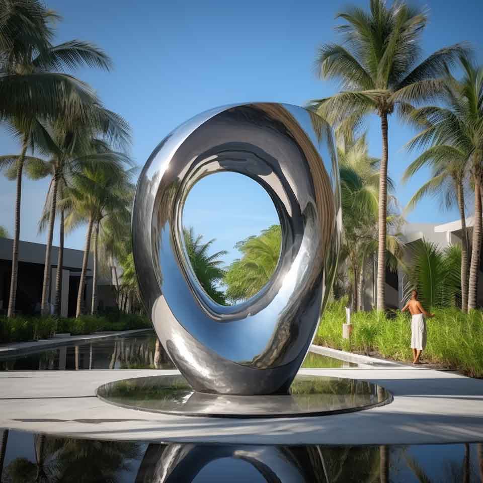 Abstract metal circle sculpture: projects for hotels, resorts, villas and city parks DZ-1498