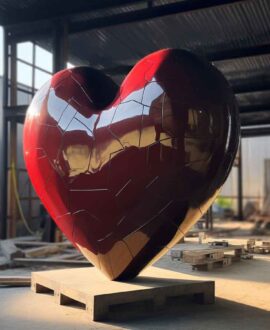 Large outdoor red heart metal art sculpture garden love DZ-1492