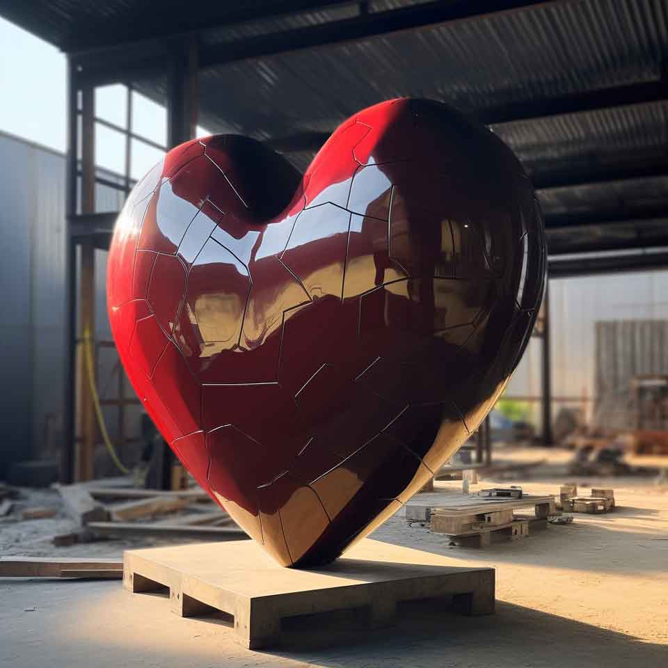 Large outdoor red heart metal art sculpture garden love DZ-1492