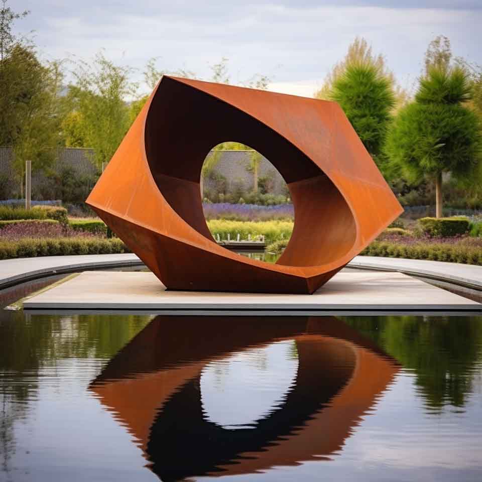 Large outdoor corten steel abstract geometric sculptures DZ-1493