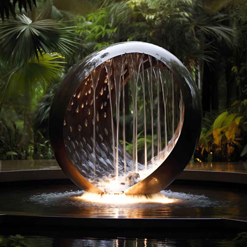 Outdoor metal water drop fountain sculpture for sale DZ-1494