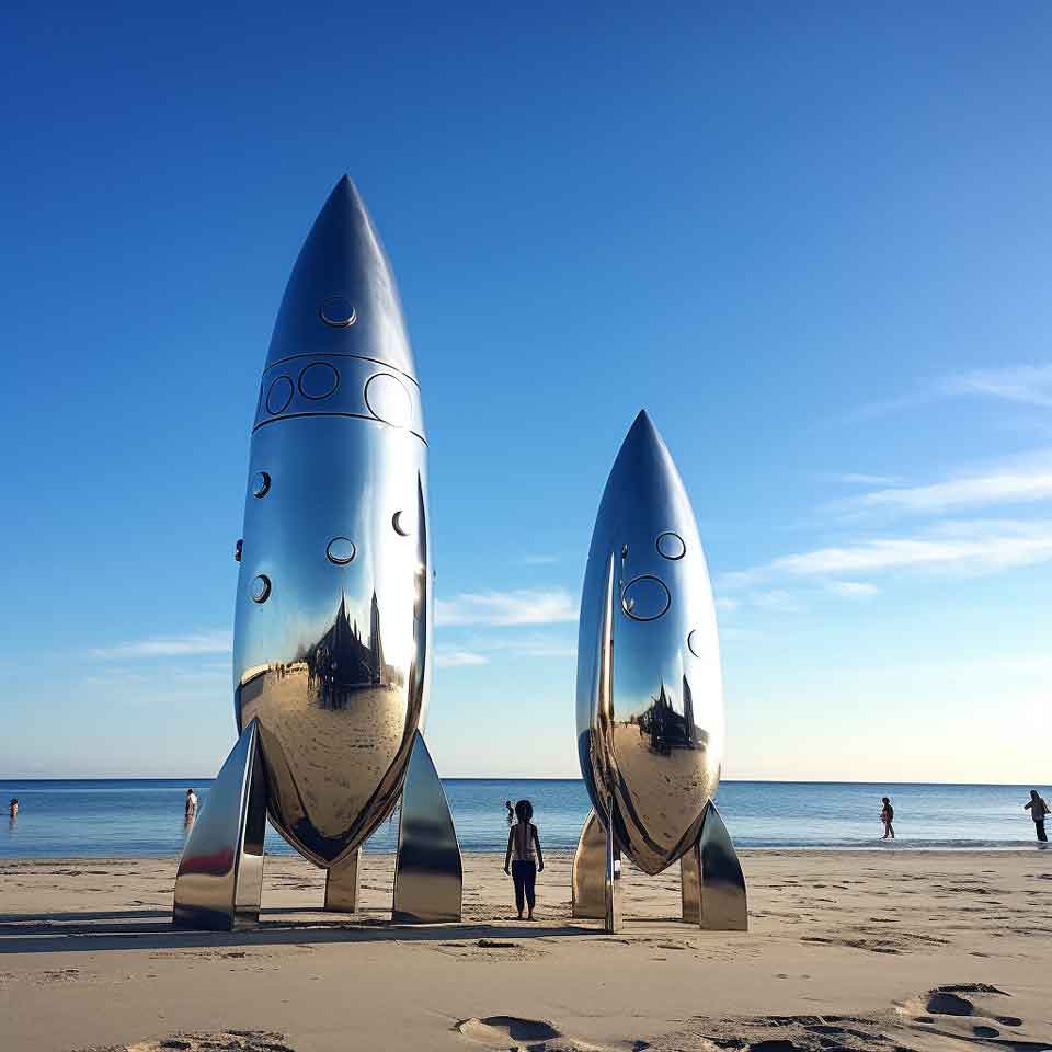 Customized large metal rocket ship sculpture DZ-1500