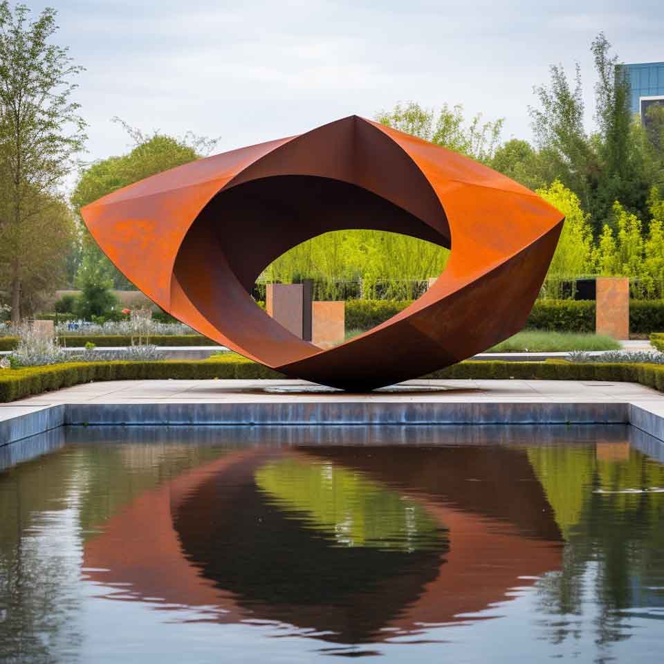 Large outdoor corten steel abstract geometric sculptures DZ-1493