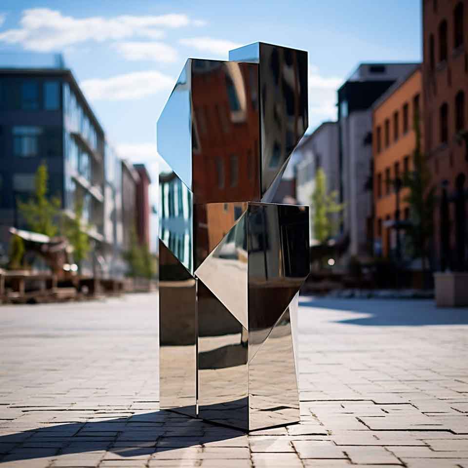 Stainless steel mirror geometric art sculpture - Future Matrix DZ-1495
