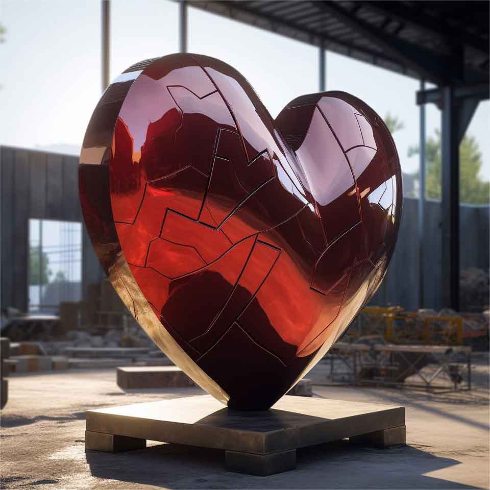 Large outdoor red heart metal art sculpture garden love DZ-1492
