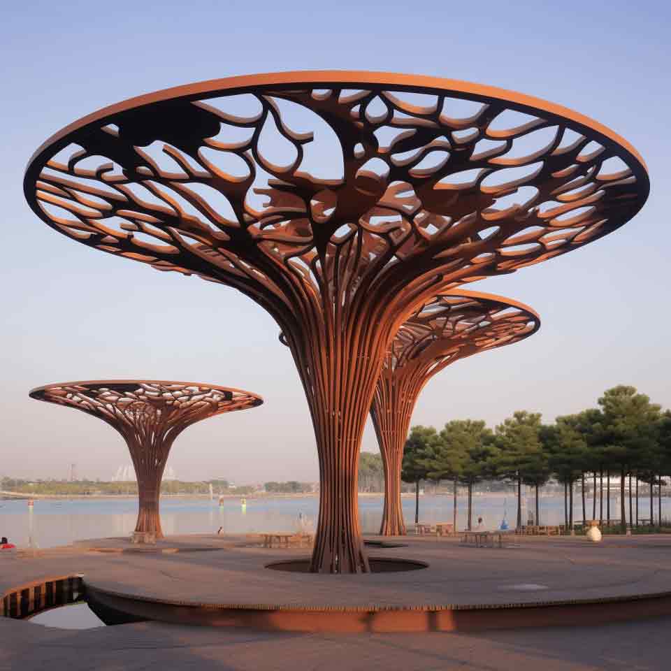 Large corten steel tree sculptures for garden decor DZ-1508