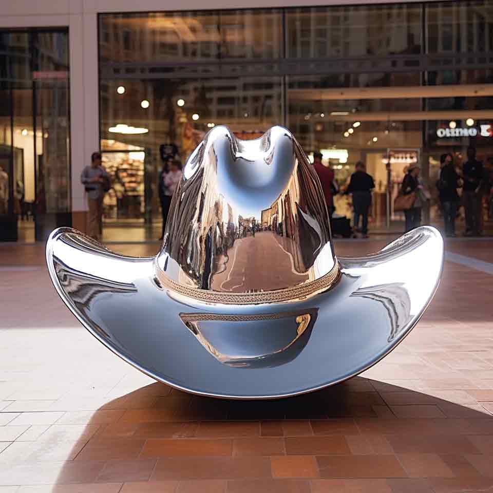 Large stainless steel mirror hat sculpture for sale DZ-1512
