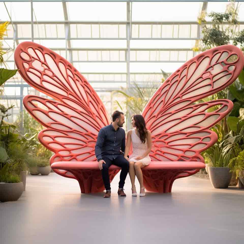 Customized Metal Butterfly Bench: Love Theme Sculpture DZ-1513