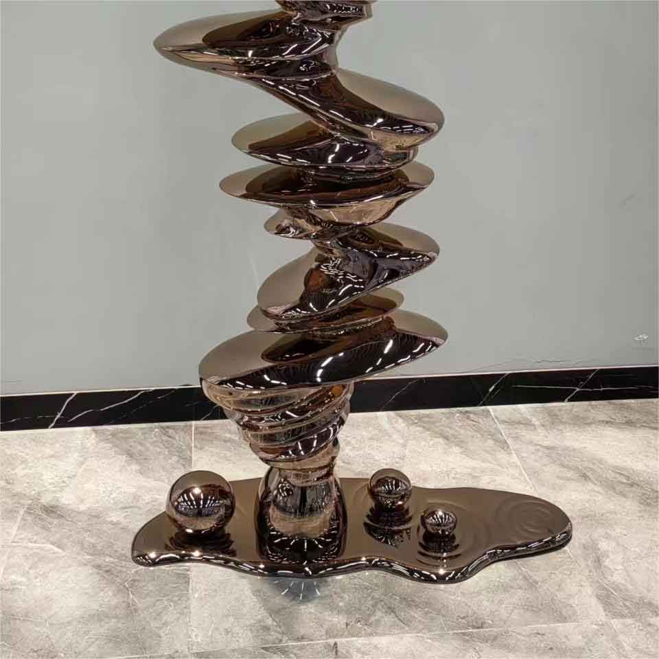 Modern high-end hotel color-plated metal abstract sculpture DZ-1502