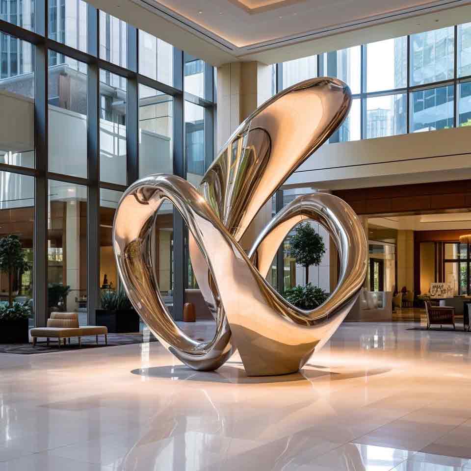 Customized modern gold-plated stainless steel art sculptures for business lobby DZ-1504