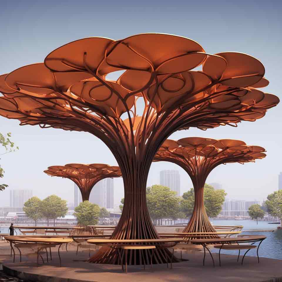 Large corten steel tree sculptures for garden decor DZ-1508