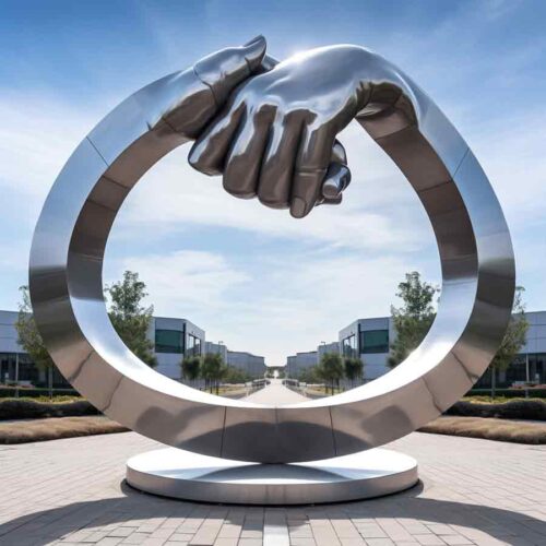 Giant creative stainless steel handshake sculpture for sale DZ-1523