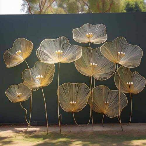 Modern large metal wire lotus leaf art sculpture for sale DZ-1527