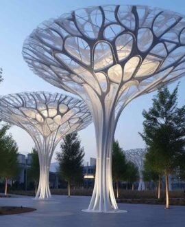 White modern large metal tree light sculptures for sale DZ-1532