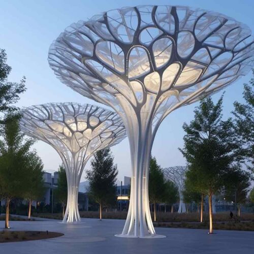 White modern large metal tree light sculptures for sale DZ-1532