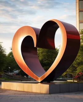 Corten steel art heart sculptures for sale, love theme sculpture DZ-1519