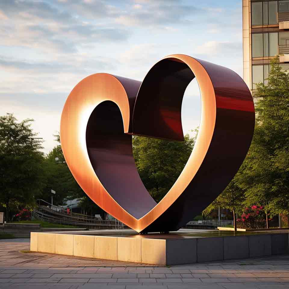 Corten steel art heart sculptures for sale, love theme sculpture DZ-1519