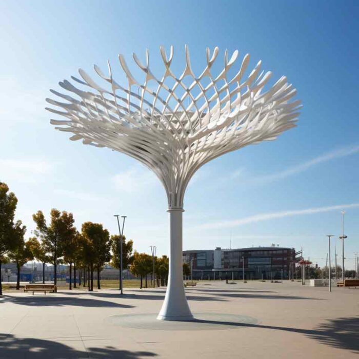 Modern large metal landscape tree light sculpture custom project DZ-1540