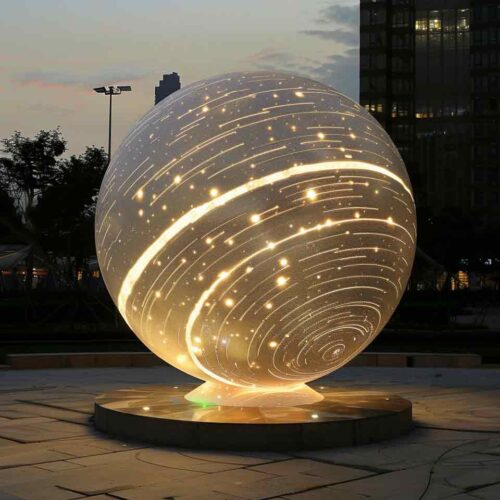 Custom modern metal planet sculpture, light earth sculpture DZ-1542