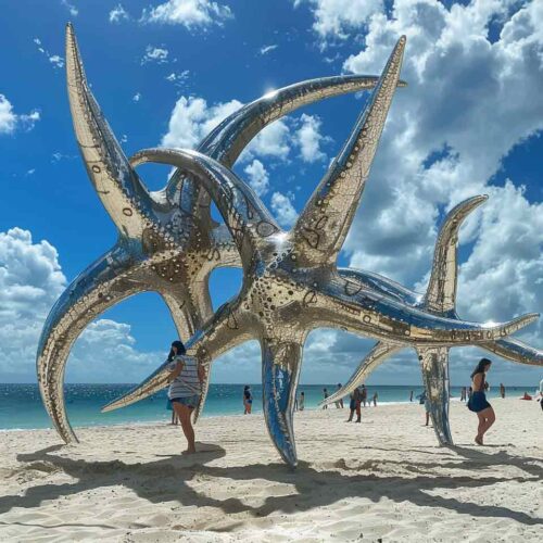 Custom Large Outdoor Stainless Steel Starfish Sculptures DZ-1559