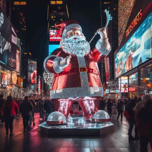 Custom large metal Santa Claus sculpture with light DZ-1582
