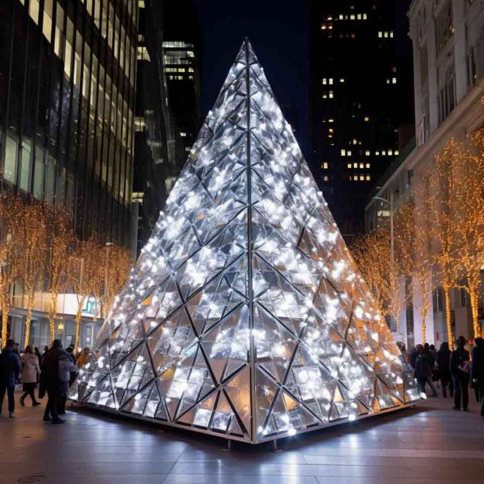 Outdoor Geometric Metal Christmas Tree Sculpture for sale DZ-1584