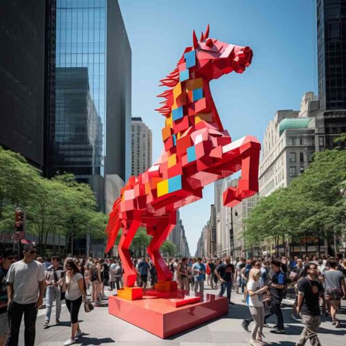 Large Outdoor Mosaic Metal Horse Sculpture for Sale DZ-1578