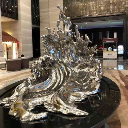 Hotel Custom Stainless Steel Metal Wave Sculpture Project DZ-1592