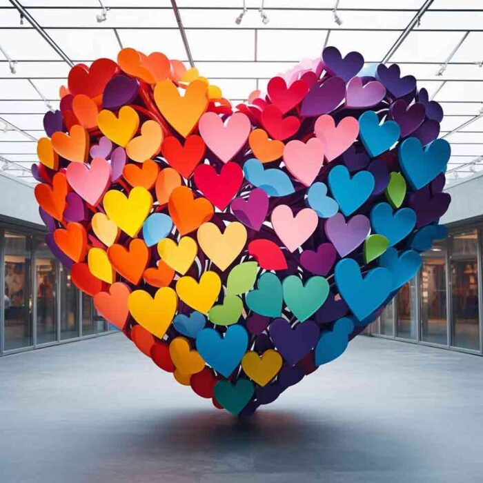 Large Colored Welded Metal Heart Art Sculptures DZ-1604