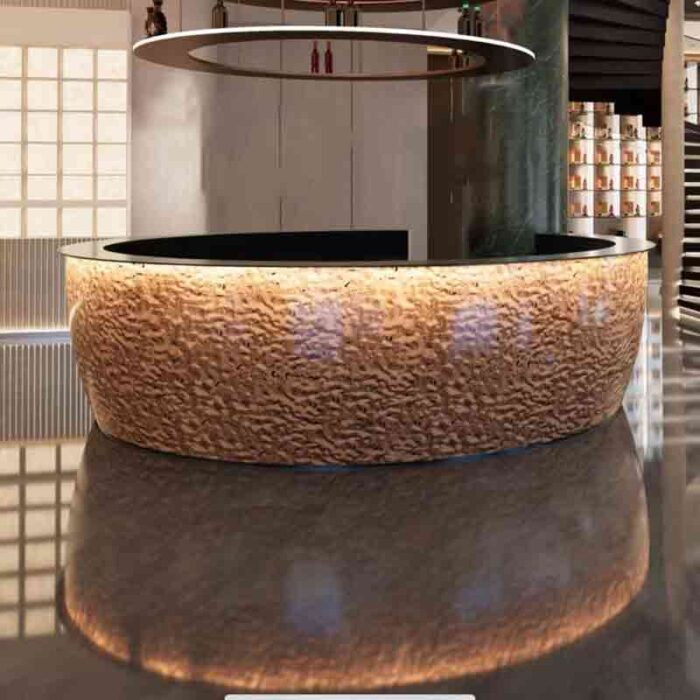 Custom round golden water ripple metal bar counter DZ-1593