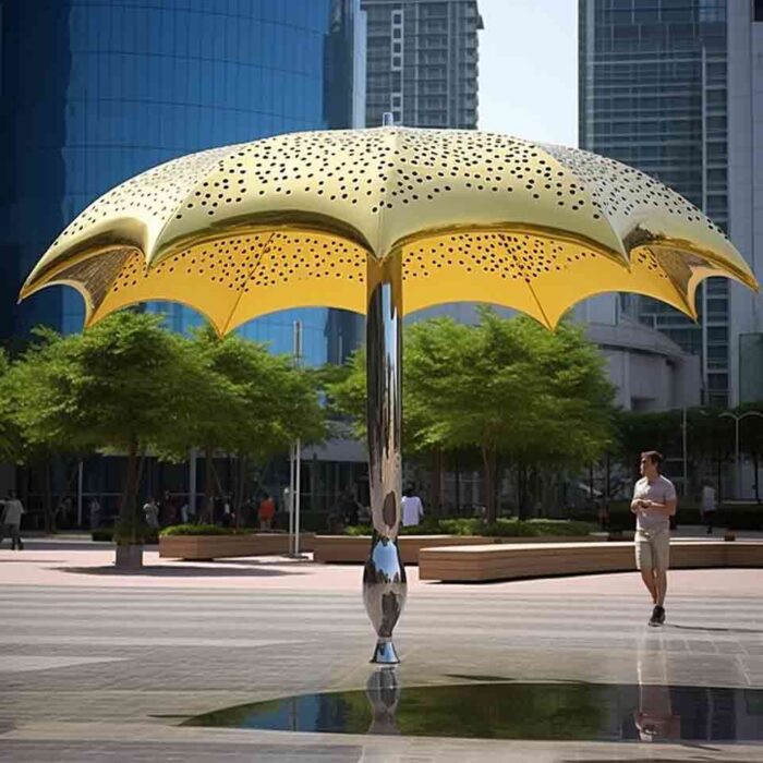 Yellow parasol metal art sculpture commercial street high-end custom DZ-1595