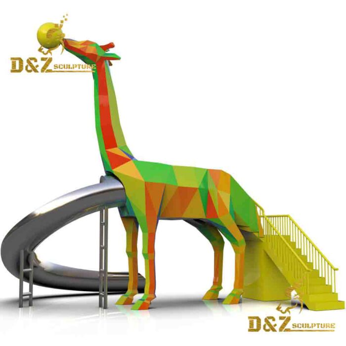 Cartoon Metal Giraffe Sculpture Slide: Fusion of Fun and Art DZ-1591