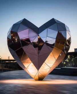 Outdoor geometric giant metal heart sculpture DZ-1601