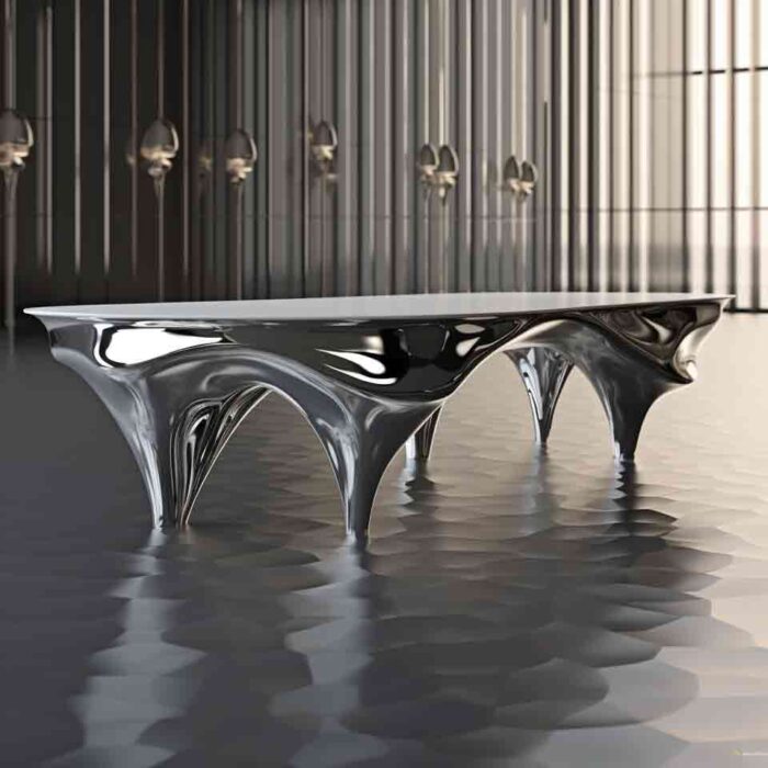 Luxury Stainless Steel Metal Dining Table Sculptures Art Furniture for Hotels DZ-1608