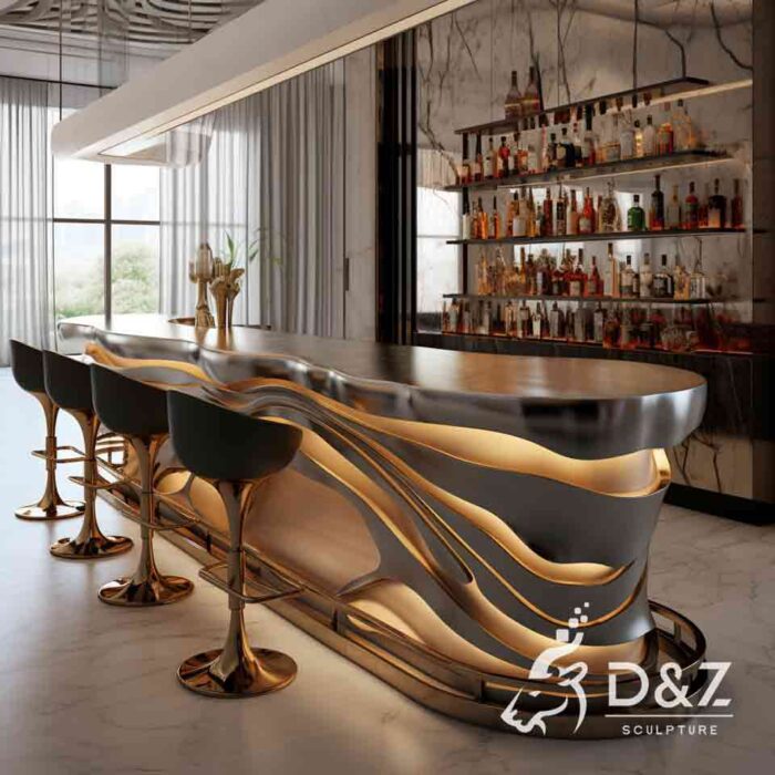 Custom large luxury fashion metal bar table sculpture DZ-1613