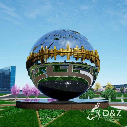 Creative large metal earth sculpture: landmark sphere landscape art sculpture DZ-1622