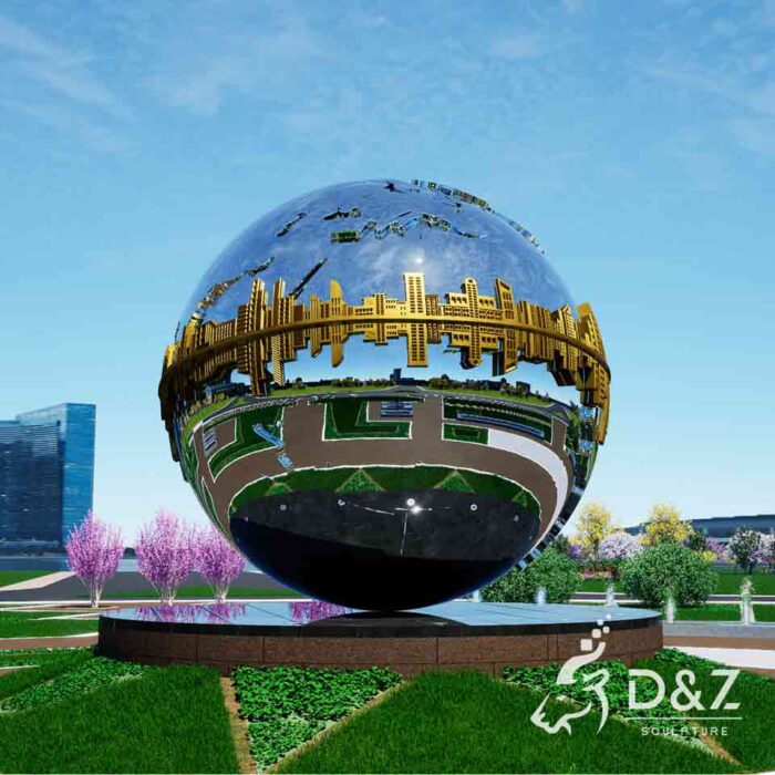 Creative large metal earth sculpture: landmark sphere landscape art sculpture DZ-1622