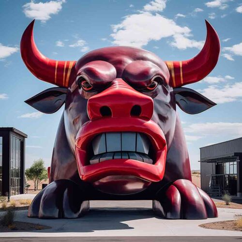metal bull head sculpture