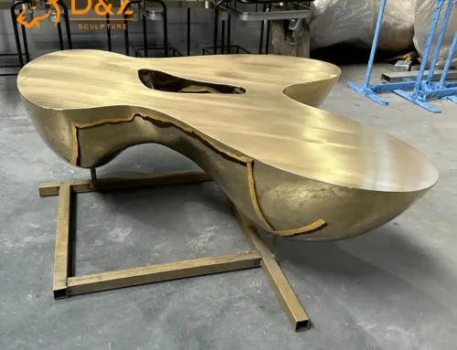 Stainless Steel Gold Modern Coffee Table Sculpture
