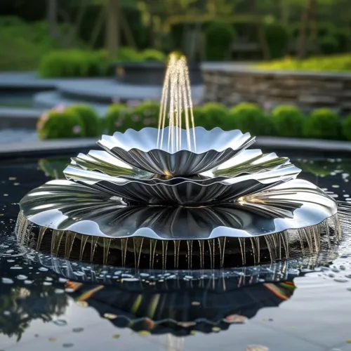 Metal mirror multi-layer lotus flower fountain | Garden custom waterscape DZ-13-1