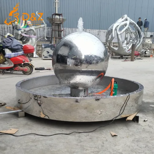 Outdoor Mirrored Stainless Steel Sphere Fountain Sculpture DZ-10-2