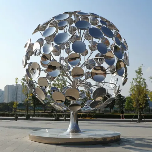 Outdoor Large Spherical Metal Tree Sculpture for Sale DZ-11-1