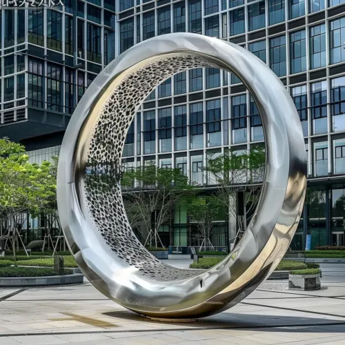 Outdoor Stainless Steel Hollow Metal Ring Sculpture for Sale DZ-14-2