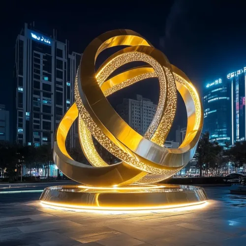 Stainless Steel Mobius Strip Sculpture With Light DZ-5-1