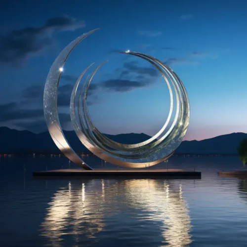 Outdoor Modern Stainless Steel Crescent Moon Sculpture DZ-7-1