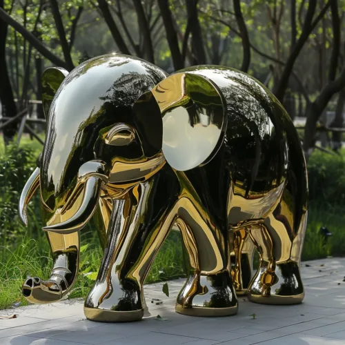 Outdoor Large Golden Metal Elephant Sculpture for Sale DZ-20-2